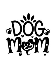 Vector Illustration of a Cute Dog with 'Dog Mom' Text on Transparent Background