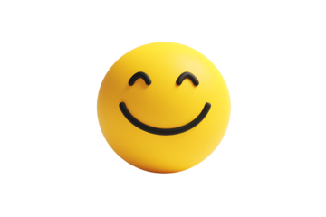 Minimalistic Cartoonish Flat Matte Happy Smiley Face Icon | Isolated on Transparent & White Background | PNG File with Transparency