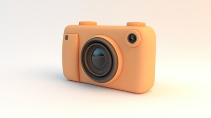 A soft orange camera model showcasing a simple and playful design.