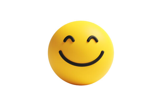 Naklejki Minimalistic Cartoonish Flat Matte Happy Smiley Face Icon   Isolated on Transparent & White Background   PNG File with Transparency