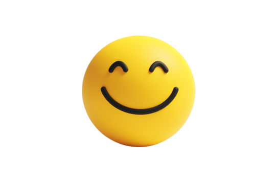 Minimalistic Cartoonish Flat Matte Happy Smiley Face Icon | Isolated on Transparent & White Background | PNG File with Transparency