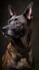 Portrait of a Black and Tan Belgian Malinois Dog