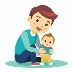 Vector Mother sitting with her child