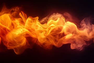 Abstract image of fiery orange smoke on a black background, symbolizing passion, energy, intensity, transformation and power.