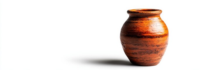 An antique earthenware vessel, handcrafted with rich, earthy tones and a rustic charm. This timeless piece evokes a sense of history, tradition, and simplicity, symbolizing resilience, connection to n