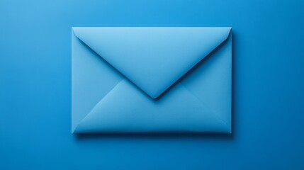 Blue envelope on monochrome blue background