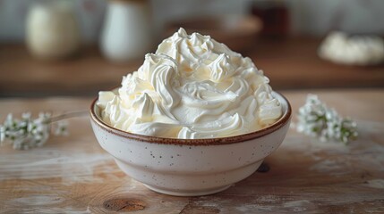 Sour cream on white table