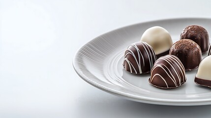 Delicious Chocolate Truffles on White Plate