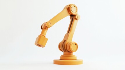 A stylized yellow industrial robot arm designed for automation and manufacturing tasks.