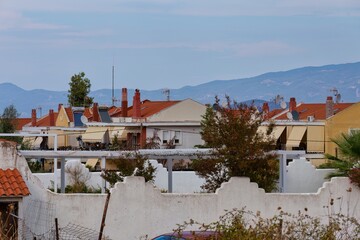 Fototapeta premium view of the old town in pefkochori, greece