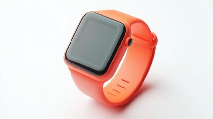 A vibrant orange smartwatch with a square display and a soft strap, designed for modern use.