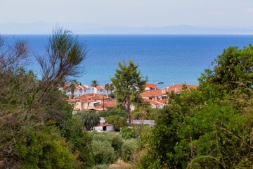 village and sea view in pefkochori, greece