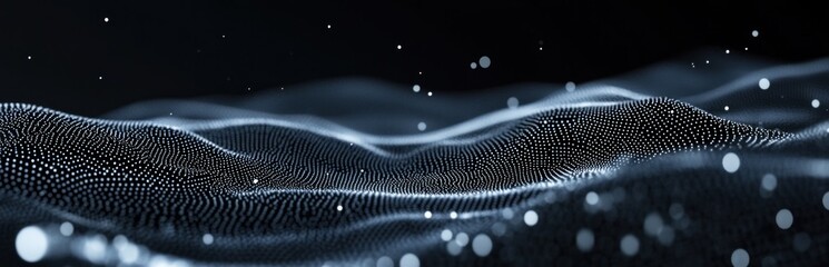 Abstract Wavy Pattern with White Glowing Particles