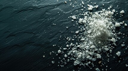 Salt from the sea against a dark backdrop