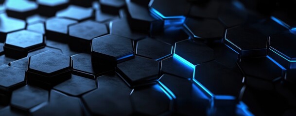 Obraz premium Abstract Hexagon Pattern with Blue Light