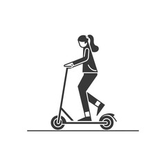 Silhouette of a Woman Riding an Electric Scooter