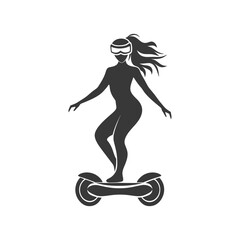 Fototapeta premium Silhouette of a Woman Riding a Self Balancing Scooter