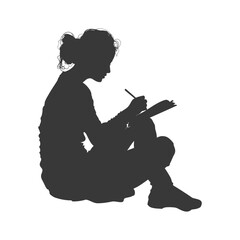Silhouette of a Woman Sitting and Writing
