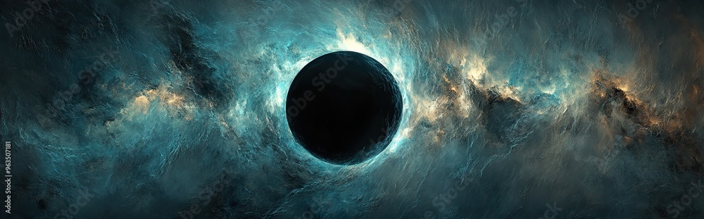 Poster dramatic abstract eclipse with strong contrast and glowing corona enveloping the dark silhouette