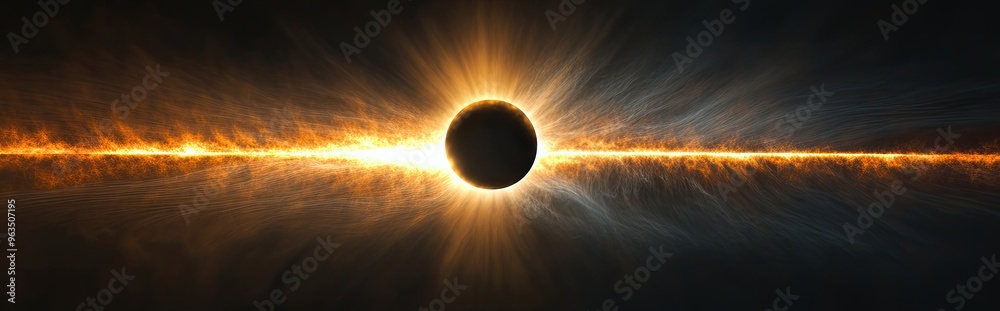 Poster Dramatic Abstract Representation of a Solar Eclipse With Glowing Corona and Deep Contrasts in Light