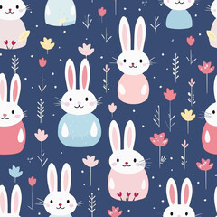 Cute Bunnies of Seamless Patterns background