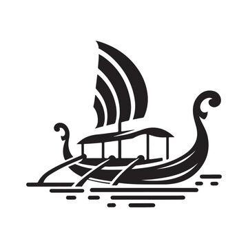black boat sailing on water clip art preview