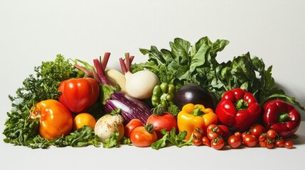 A Colorful Still Life of Fresh Vegetables and Greens