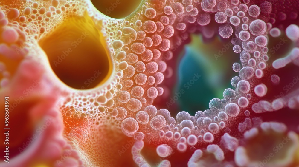 Poster Abstract Macro Image of Colorful Bubbles and Patterns