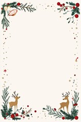 Minimalist Christmas letterhead template with festive border
