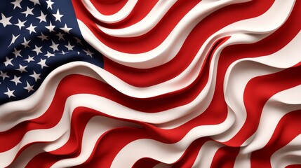 A captivating abstract image of the American flag's stripes, showcasing the colors red and white in a fluid, wavy pattern. The design symbolizes freedom, unity, and the dynamic spirit of America.