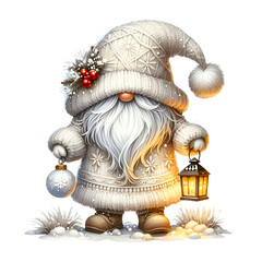 Christmas gnome holding a lantern