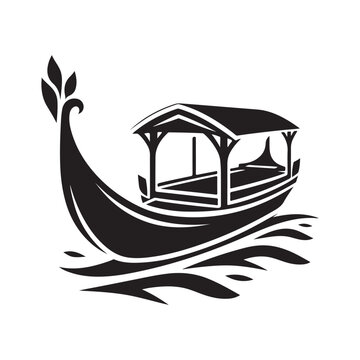 black boat floating on water clip art preview