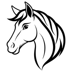 Logo illustration of a horse icon thick outline line art vector illustration