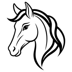 Logo illustration of a horse icon thick outline line art vector illustration