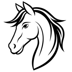 Logo illustration of a horse icon thick outline line art vector illustration