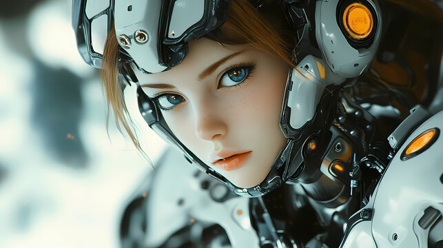Cyborg girl cyberpunk 3d anime manga, robot armor, sci-fi fantasy character concept, ai generated image. Cyborg. Illustration