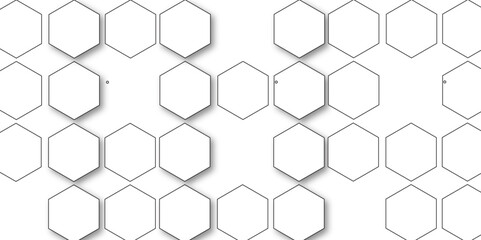 Naklejka premium White hexagon 3D background texture. modern abstract polygonal pattern. 3d rendering illustration. Futuristic abstract banner. white and black lines 3d Hexagonal. honeycomb white Background.