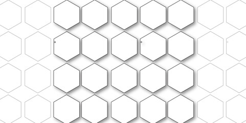 White hexagon 3D background texture. modern abstract polygonal pattern. 3d rendering illustration. 
Futuristic abstract banner. white and black lines 3d Hexagonal. honeycomb white Background.