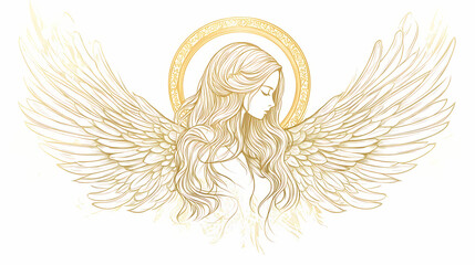 Obraz premium Angel design elements - wings and golden halo isolated. Angel. Illustration