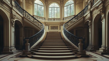 Fototapeta premium Grand Staircase in a Historic Mansion