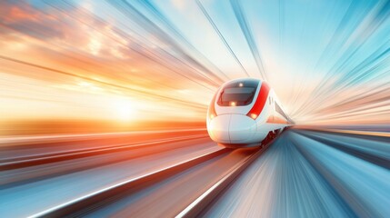 A high speed train speeding through a modern railway network, showcasing the efficiency and connectivity provided by advanced transportation infrastructure.
