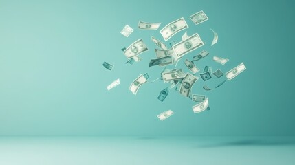 Pay day concept, banknotes flying out of a paycheck, excitement for payday, 3D rendering