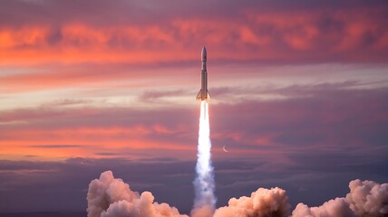 Rocket Launch at Sunset