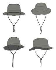 Bucket hat collection. Jungle hat. Outdoor adventure hat