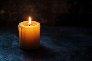 All Saints Day. Votive candle on dark background with copy space .generative ai