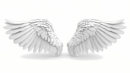 Obraz premium White angel wings isolated on a white background 3d rendering. Angel. Illustration