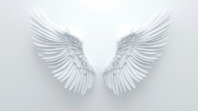 White angel wings isolated on a white background 3d rendering. Angel. Illustration