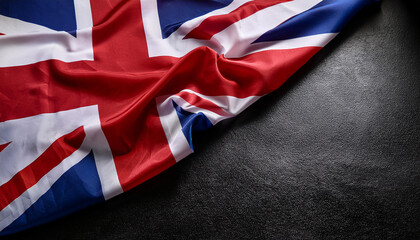 United Kingdom Flag Wrinkled On Dark Background