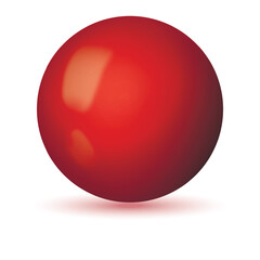 Glass red ball or precious pearl. Glossy realistic ball, 3D sphere. Abstract vector illustration highlighted on a white background. Big metal bubble with shadow