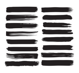 A set of black brush strokes on white background